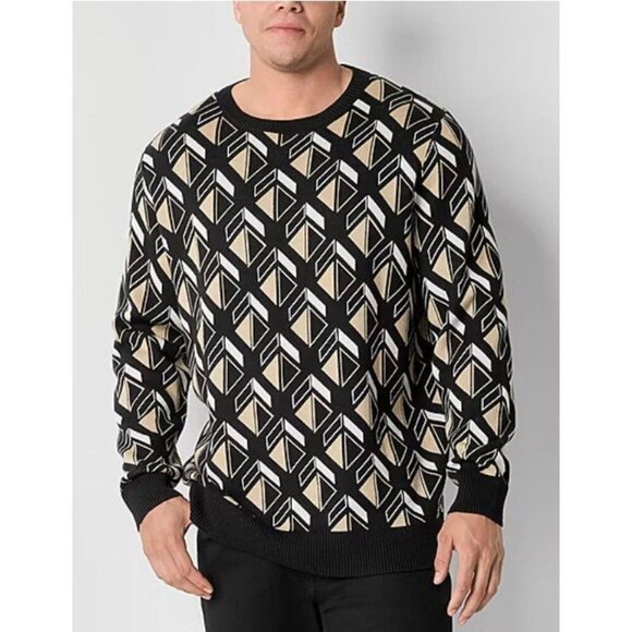 Shaquille O’Neal XLG Geo Pattern Big And Tall Crew Neck Long Sleeve Pullover New - Picture 4 of 5